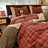 Cottagecore Red Plaid Bedding Set